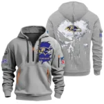 Training Hoodie Half Zipper, Fan-Friendly Logo Design NFL011 - Gray
