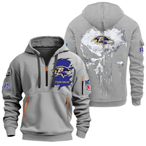Training Hoodie Half Zipper, Fan-Friendly Logo Design NFL011 - Gray