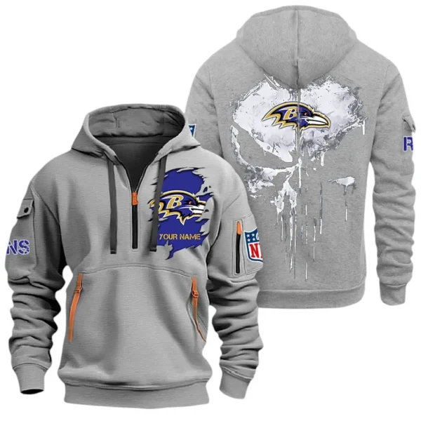 Training Hoodie Half Zipper, Fan-Friendly Logo Design NFL011 - Gray