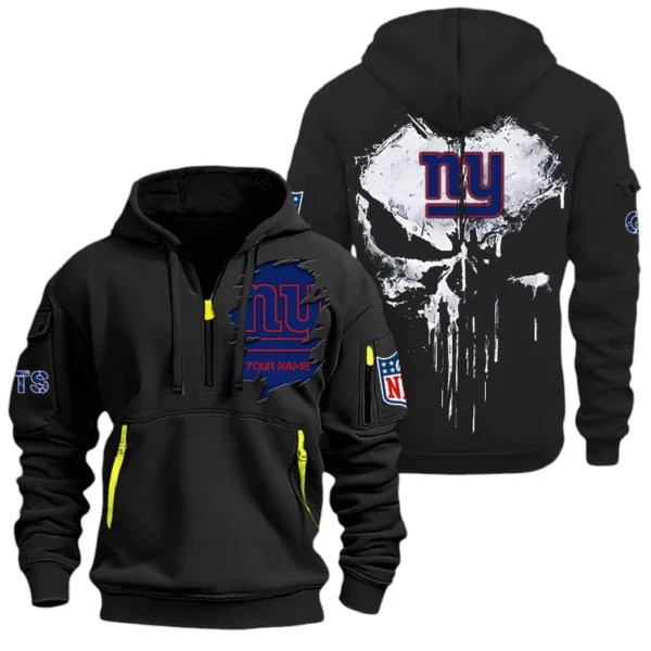 Outdoor Half-Zip Hoodie, Team Spirit Logo Design NFL011 - Black