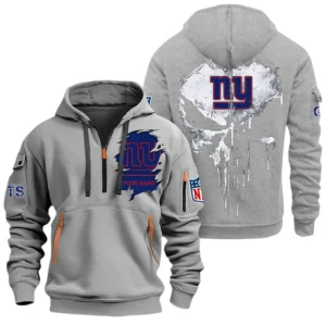 Lightweight Sports Hoodie Half Zipper, Unique Logo Print NFL011 - Gray