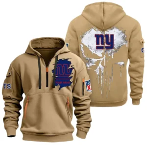 Street-Style Hoodie Half Zipper, Modern Sports Logo NFL011 - Khaki