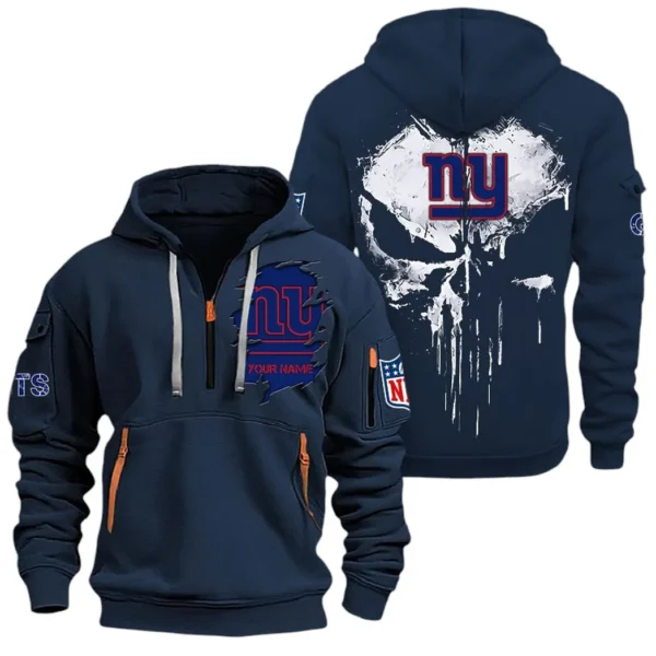 Training Hoodie Half Zipper, Fan-Friendly Logo Design NFL011 - Navy