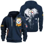 Urban Streetwear Hoodie, Half-Zip with Exclusive Logo NFL011 - Navy