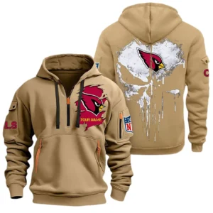 Outdoor Half-Zip Hoodie, Team Spirit Logo Design NFL011 - Khaki