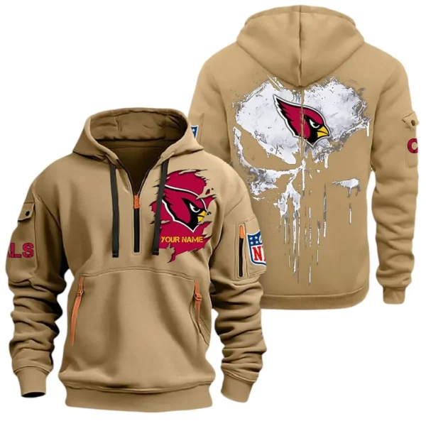 Outdoor Half-Zip Hoodie, Team Spirit Logo Design NFL011 - Khaki