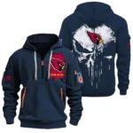Lightweight Sports Hoodie Half Zipper, Unique Logo Print NFL011 - Navy