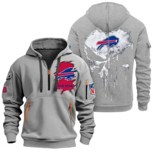 Training Hoodie Half Zipper, Fan-Friendly Logo Design NFL011 - Gray