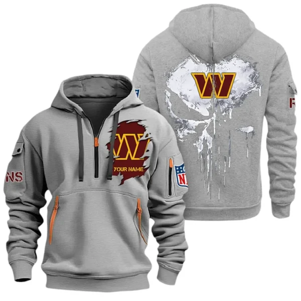 Urban Streetwear Hoodie, Half-Zip with Exclusive Logo NFL011 - Gray
