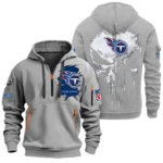 Lightweight Sports Hoodie Half Zipper, Unique Logo Print NFL011 - Gray