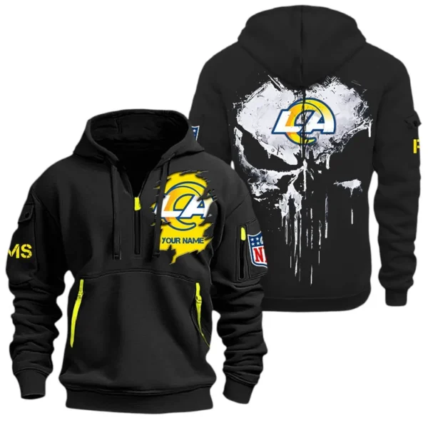 Fan Gift Hoodie Half Zipper, Sports-Inspired Logo Design NFL011 - Black
