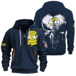 Urban Streetwear Hoodie, Half-Zip with Exclusive Logo NFL011 - Navy