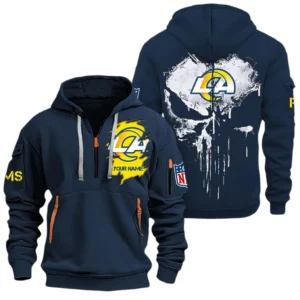 Urban Streetwear Hoodie, Half-Zip with Exclusive Logo NFL011 - Navy