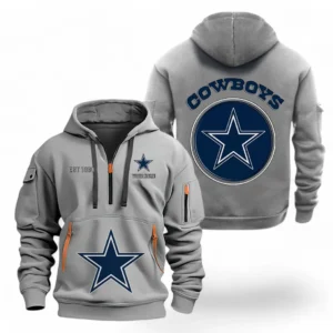 Everyday Hoodie Half Zipper, Athletic-Inspired Logo NFL041 - Gray