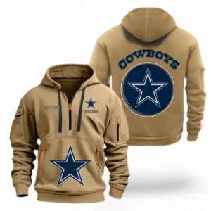 Outdoor Half-Zip Hoodie, Team Spirit Logo Design NFL041 - Khaki