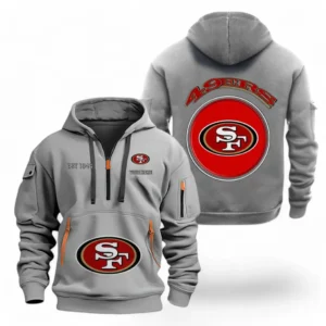 Training Hoodie Half Zipper, Fan-Friendly Logo Design NFL041 - Gray