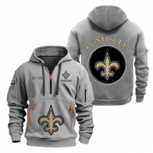 Urban Streetwear Hoodie, Half-Zip with Exclusive Logo NFL041 - Gray