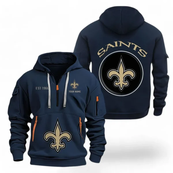 Everyday Hoodie Half Zipper, Athletic-Inspired Logo NFL041 - Navy