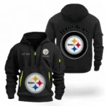Outdoor Half-Zip Hoodie, Team Spirit Logo Design NFL041 - Black