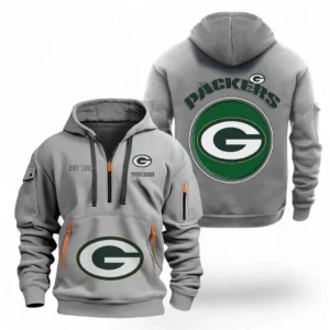 Everyday Hoodie Half Zipper, Athletic-Inspired Logo NFL041 - Gray