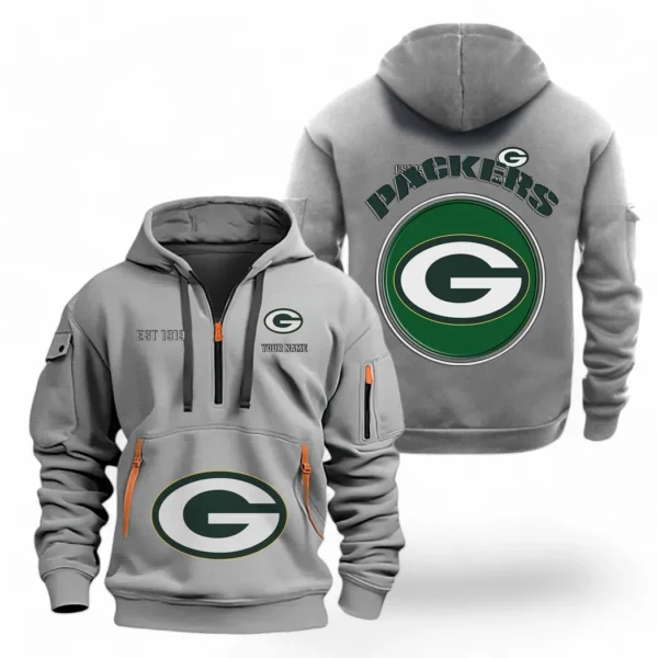 Everyday Hoodie Half Zipper, Athletic-Inspired Logo NFL041 - Gray