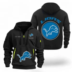 Outdoor Half-Zip Hoodie, Team Spirit Logo Design NFL041 - Black