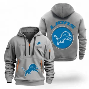 Lightweight Sports Hoodie Half Zipper, Unique Logo Print NFL041 - Gray