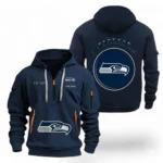 Urban Streetwear Hoodie, Half-Zip with Exclusive Logo NFL041 - Navy