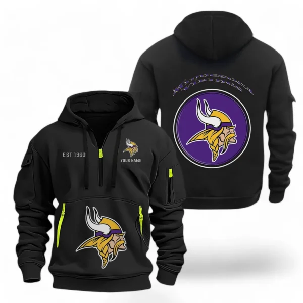 Performance Hoodie Half Zipper, Fan Edition Logo NFL041 - Black