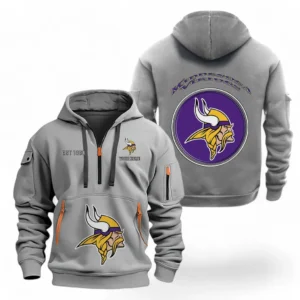 Everyday Hoodie Half Zipper, Athletic-Inspired Logo NFL041 - Gray
