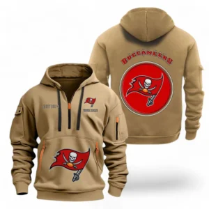 Fan Gift Hoodie Half Zipper, Sports-Inspired Logo Design NFL041 - Khaki