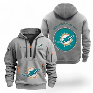 Urban Streetwear Hoodie, Half-Zip with Exclusive Logo NFL041 - Gray