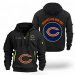 Outdoor Half-Zip Hoodie, Team Spirit Logo Design NFL041 - Black