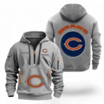 Lightweight Sports Hoodie Half Zipper, Unique Logo Print NFL041 - Gray