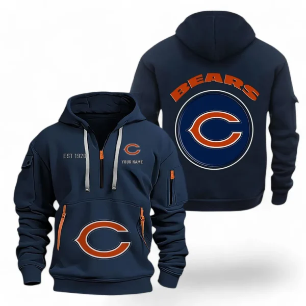 Training Hoodie Half Zipper, Fan-Friendly Logo Design NFL041 - Navy