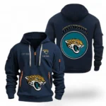 Urban Streetwear Hoodie, Half-Zip with Exclusive Logo NFL041 - Navy