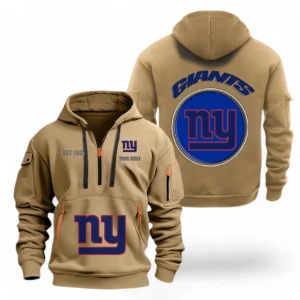 Outdoor Half-Zip Hoodie, Team Spirit Logo Design NFL041 - Khaki
