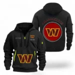 Street-Style Hoodie Half Zipper, Modern Sports Logo NFL041 - Black
