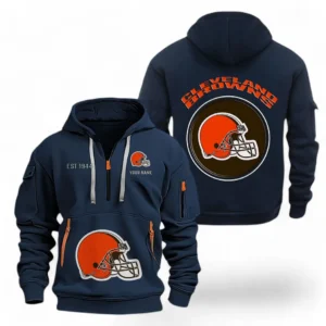 Everyday Hoodie Half Zipper, Athletic-Inspired Logo NFL041 - Navy