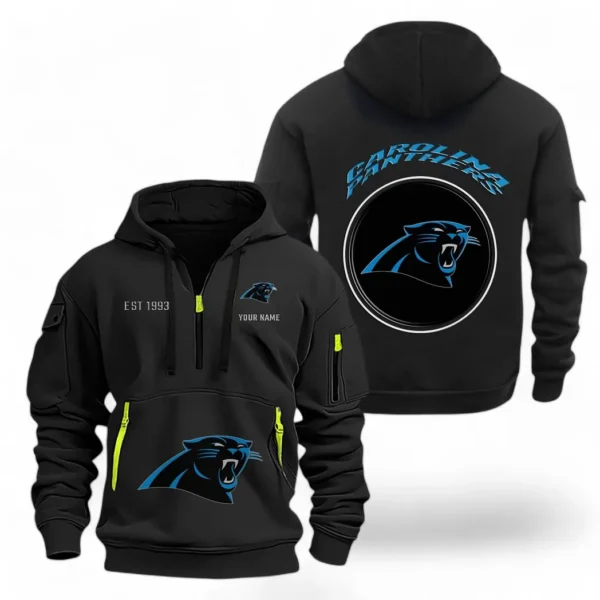 Outdoor Half-Zip Hoodie, Team Spirit Logo Design NFL041 - Black