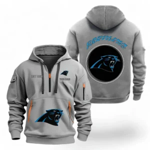 Lightweight Sports Hoodie Half Zipper, Unique Logo Print NFL041 - Gray