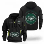 Fan Gift Hoodie Half Zipper, Sports-Inspired Logo Design NFL041 - Black