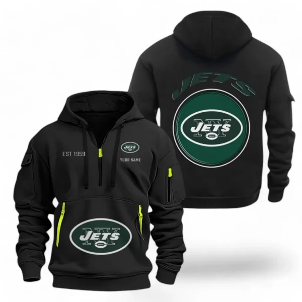 Fan Gift Hoodie Half Zipper, Sports-Inspired Logo Design NFL041 - Black