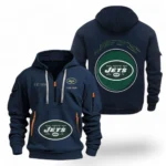 Urban Streetwear Hoodie, Half-Zip with Exclusive Logo NFL041 - Navy