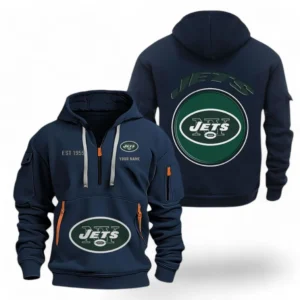 Urban Streetwear Hoodie, Half-Zip with Exclusive Logo NFL041 - Navy