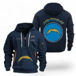 Lightweight Sports Hoodie Half Zipper, Unique Logo Print NFL041 - Navy