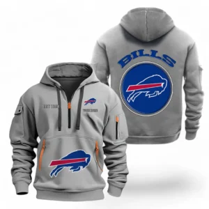 Training Hoodie Half Zipper, Fan-Friendly Logo Design NFL041 - Gray