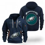 Everyday Hoodie Half Zipper, Athletic-Inspired Logo NFL041 - Navy