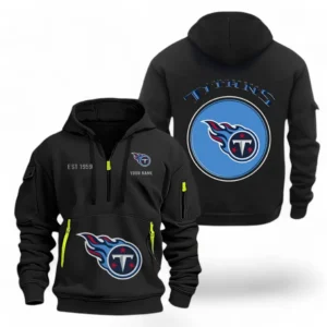 Outdoor Half-Zip Hoodie, Team Spirit Logo Design NFL041 - Black
