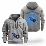 Lightweight Sports Hoodie Half Zipper, Unique Logo Print NFL041 - Gray